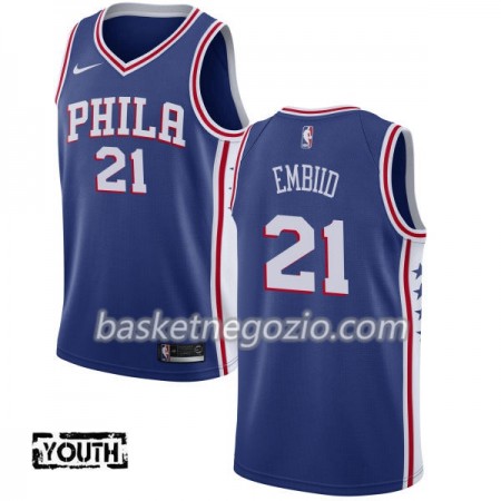 Canotte Bambino Philadelphia 76ers Joel Embiid 21 Nike 2017-18 Blu Swingman